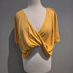 Rosegal Women’s Twist-Front Short Sleeve Top | Size 5XL | Yellow